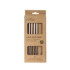 Paille inox x4 et goupillon