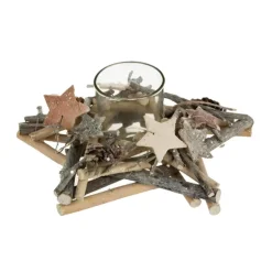 Photophore en bois étoile de Noël