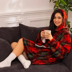 Plaid manches rouge imprimé tartan