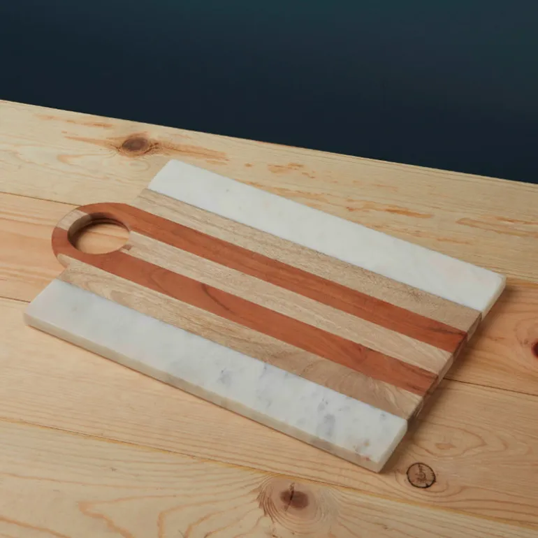 Planche rectangulaire en marbre et bois Moa Be Home