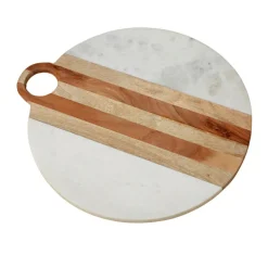 Planche ronde en marbre et bois Moa