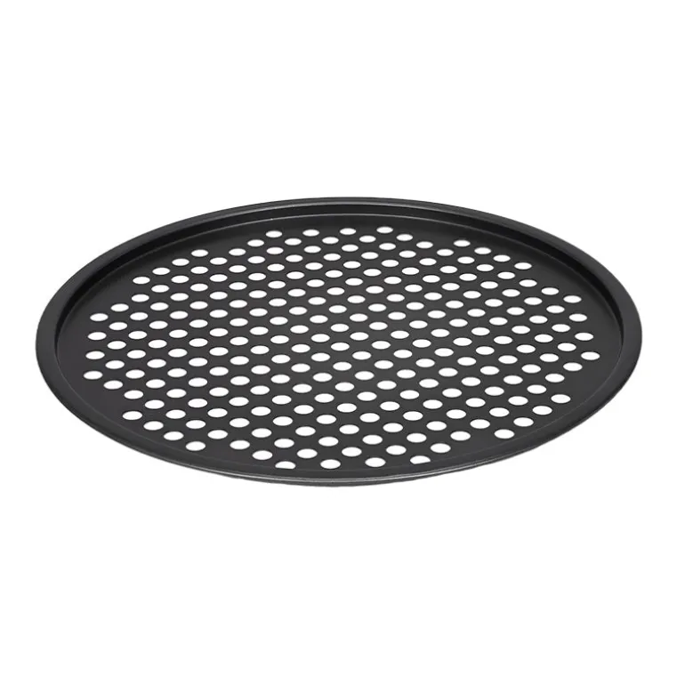 Plaque à pizza perforée en acier revêtu 30cm noir Patisse