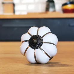 Poignée cocotte citrouille blanche
