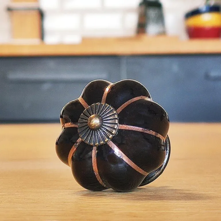 Poignée cocotte citrouille noir