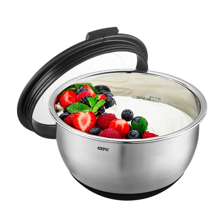 Saladier Inox avec couvercle 24 cm Gefu