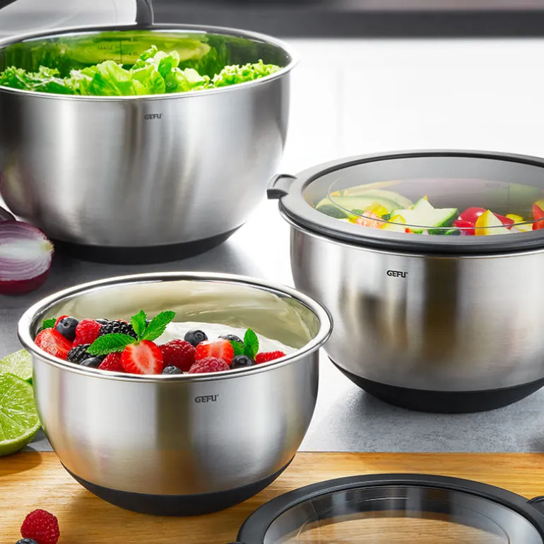 Saladier Inox avec couvercle 24 cm Gefu