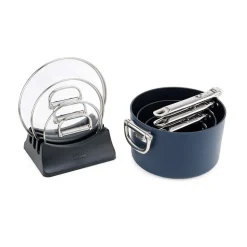 Set 3 casseroles antiadhésives et couvercles bleues Space Joseph Joseph