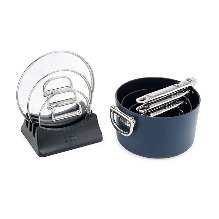 Set 3 casseroles antiadhésives et couvercles bleues Space Joseph Joseph