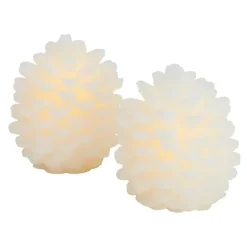 Set 2 pommes de pins cire LED 10cm