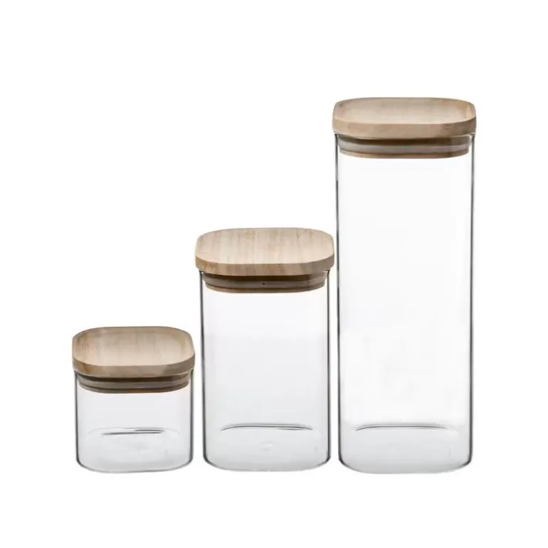 Set de 3 bocaux verre couvercle en