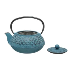 Theière en fonte bleue flower 1L