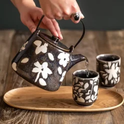 Théière et filtre sakura noir 1L