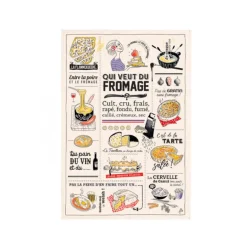 Torchon écru Fromages 48x72cm